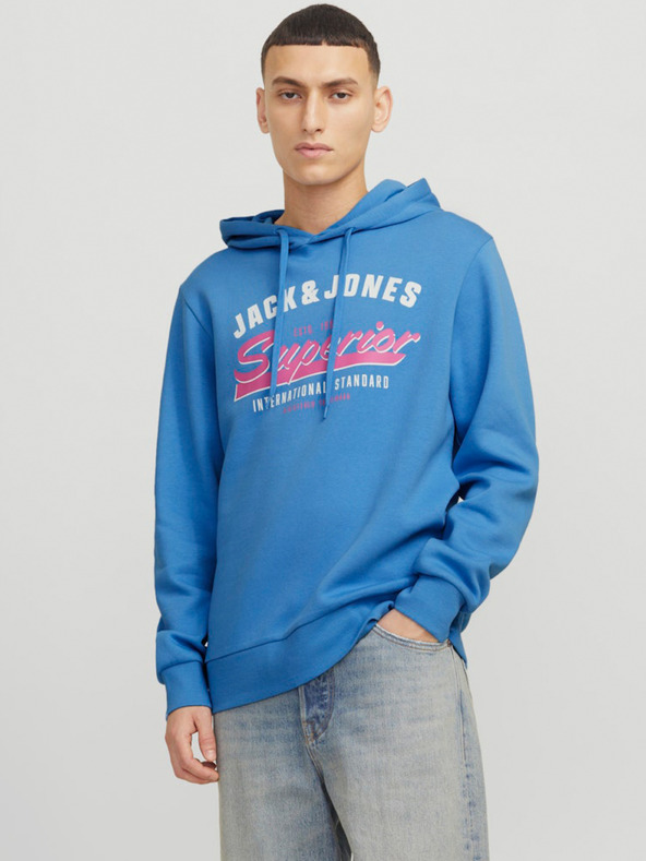Jack & Jones Felpa con cappuccio Jack & Jones Logo blu da uomo