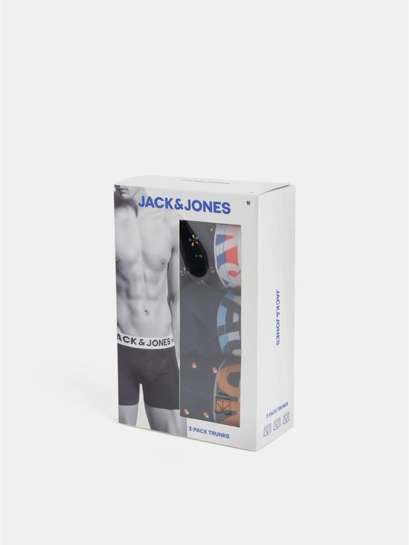 Jack & Jones Set di tre boxer in nero e blu navy con stampa Jack & Jones