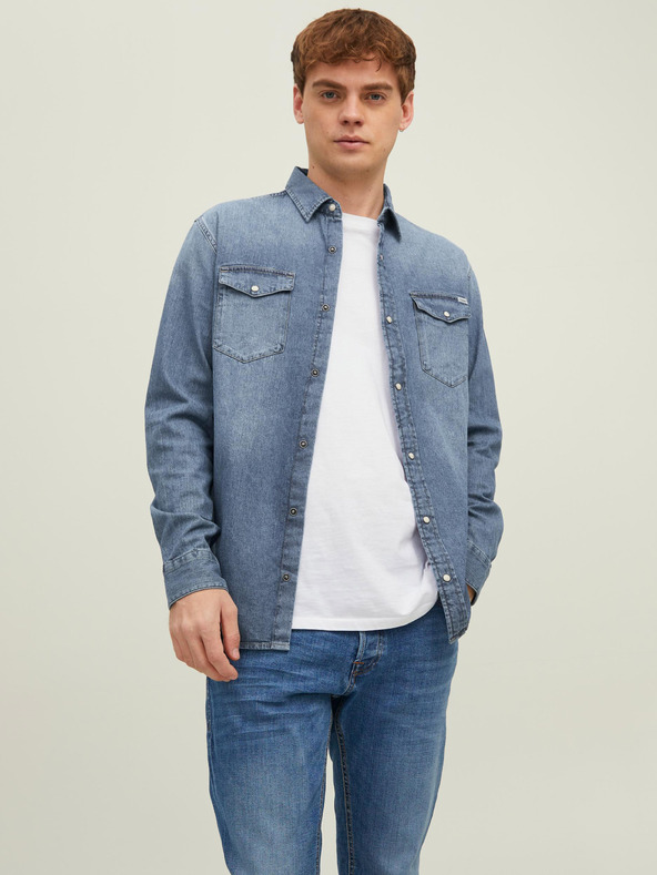 Jack & Jones Camicia blu da uomo in denim slim fit Jack & Jones Heridan