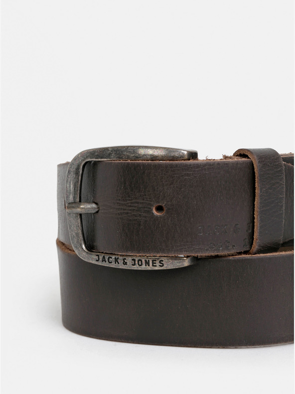 Jack & Jones Cintura in pelle marrone scuro Jack & Jones Paul