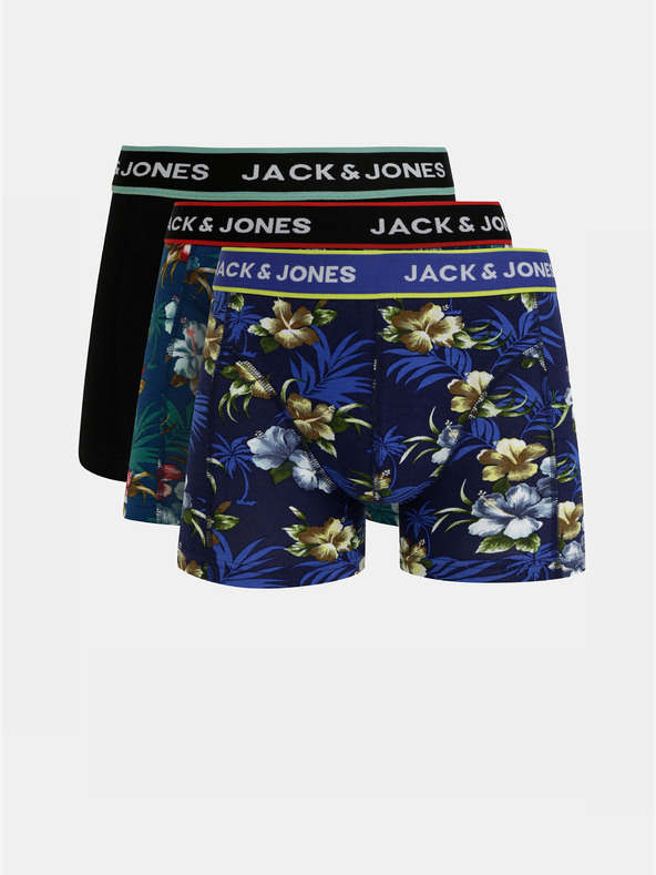 Jack & Jones Set di tre boxer Jack & Jones Flower in blu e nero