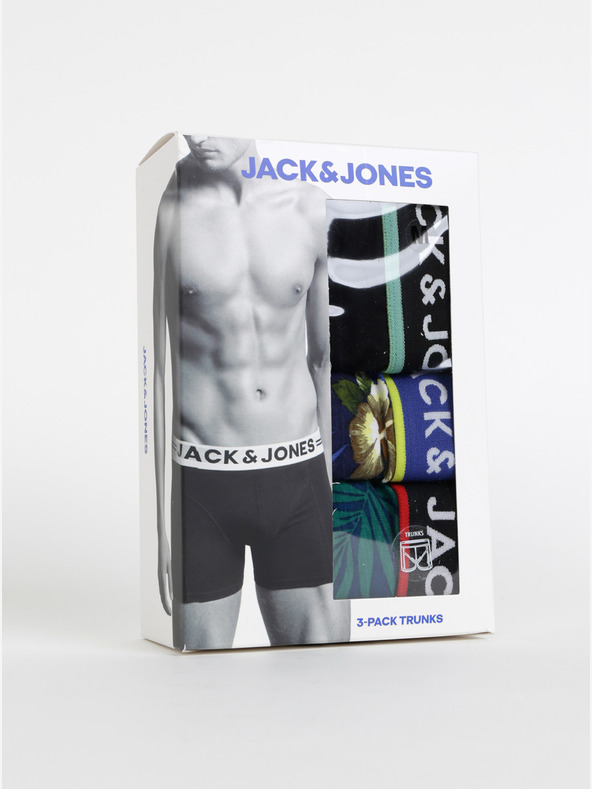 Jack & Jones Set di tre boxer Jack & Jones Flower in blu e nero