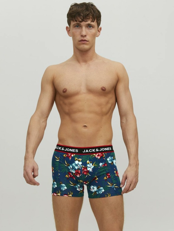 Jack & Jones Set di tre boxer Jack & Jones Flower in blu e nero