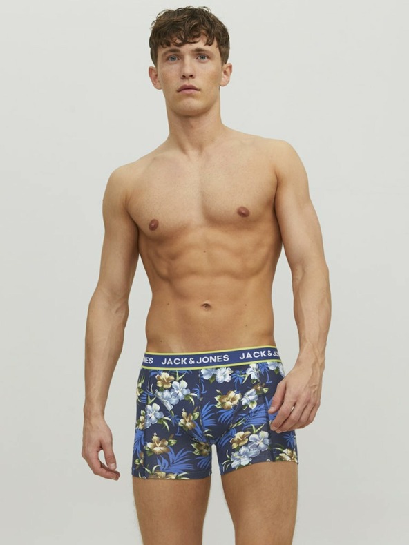 Jack & Jones Set di tre boxer Jack & Jones Flower in blu e nero