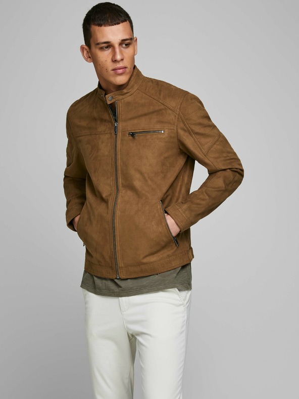 Jack & Jones Giacca marrone in pelle scamosciata Jack & Jones Rocky