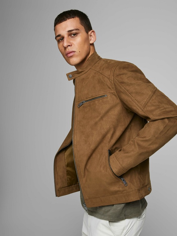 Jack & Jones Giacca marrone in pelle scamosciata Jack & Jones Rocky
