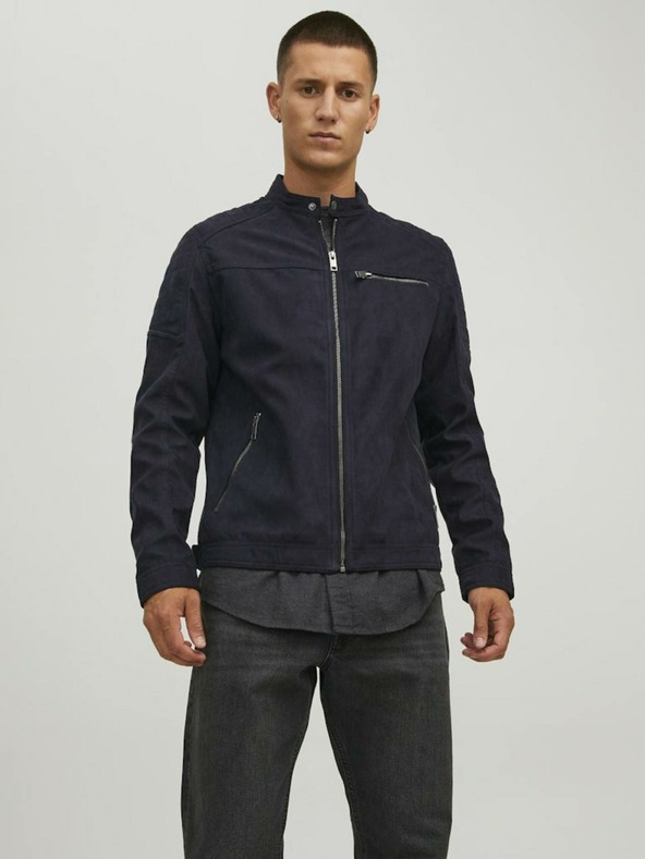 Jack & Jones Giacca nera in pelle scamosciata Jack & Jones Rocky