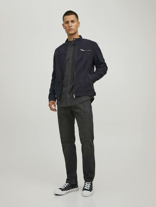 Jack & Jones Giacca nera in pelle scamosciata Jack & Jones Rocky