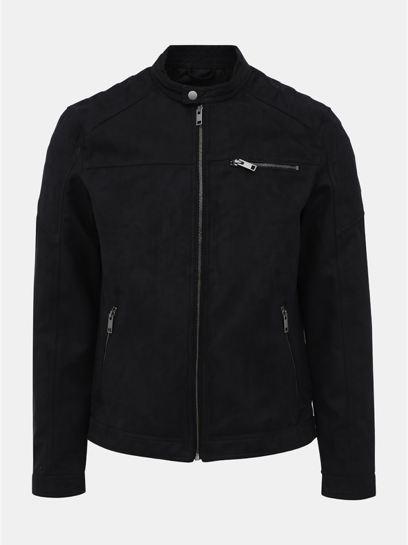 Jack & Jones Giacca nera in pelle scamosciata Jack & Jones Rocky