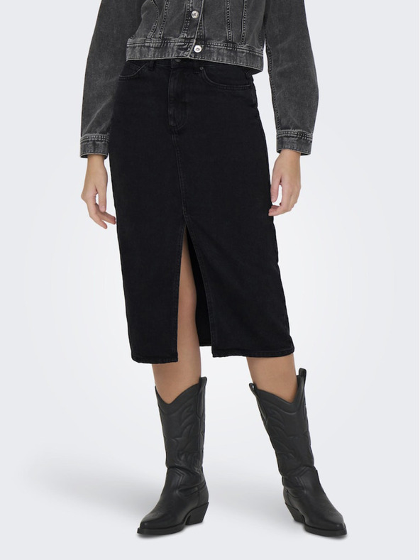 ONLY Gonna midi in denim nera da donna ONLY Bianca