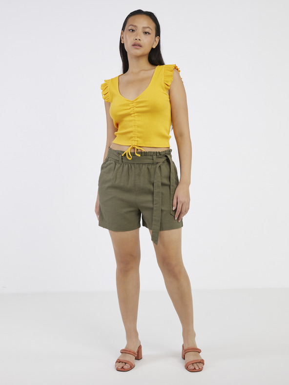 Jacqueline de Yong JDY Say Pantaloncini di lino color kaki