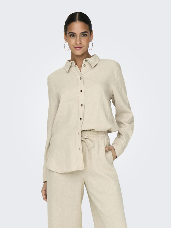 Jacqueline de Yong Camicia di lino beige da donna JDY Say