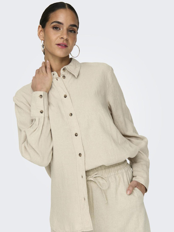Jacqueline de Yong Camicia di lino beige da donna JDY Say
