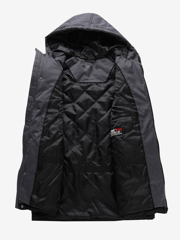 ALPINE PRO Parka invernale grigio scuro da uomo con membrana ALPINE PRO HARD