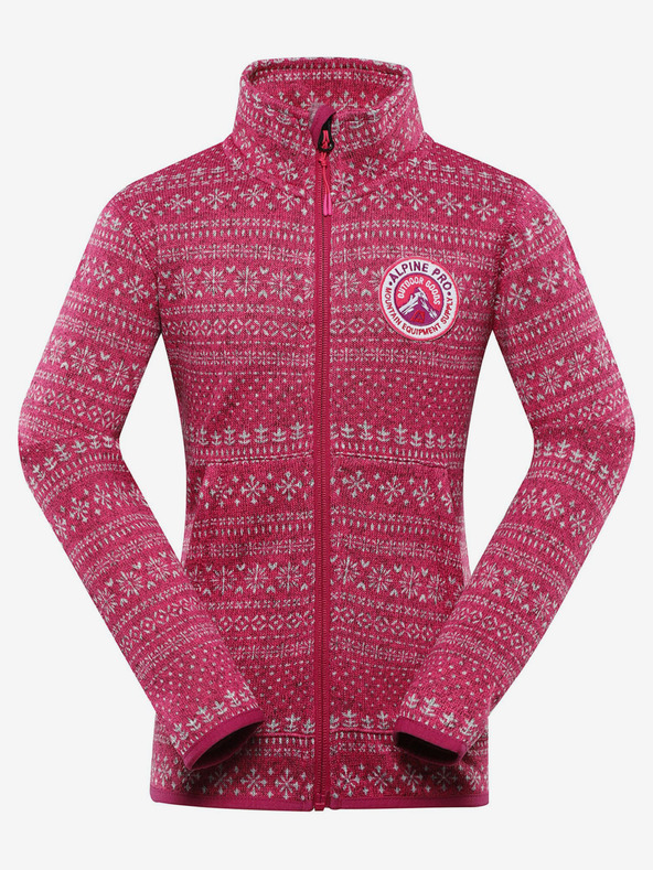 ALPINE PRO Maglione rosa scuro con zip da bambina ALPINE PRO ZEGO