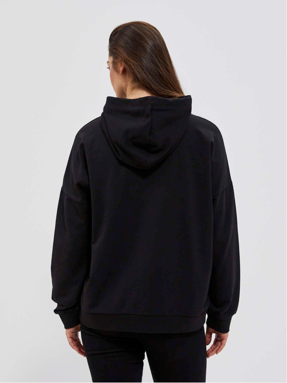 Moodo Felpa nera da donna con cappuccio Moodo