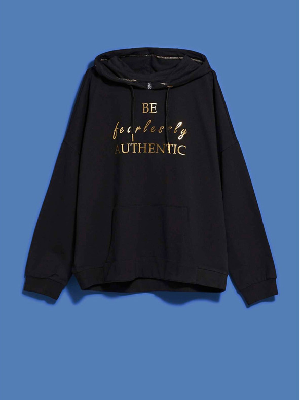 Moodo Felpa nera da donna con cappuccio Moodo