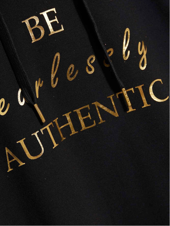 Moodo Felpa nera da donna con cappuccio Moodo