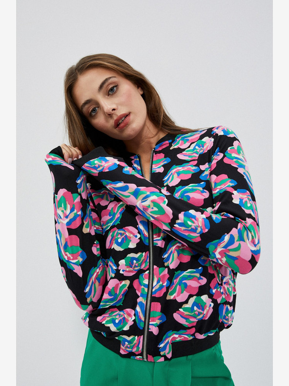 Moodo Bomber nero stampato da donna Moodo