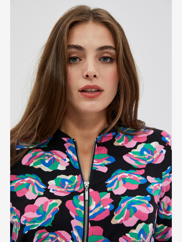 Moodo Bomber nero stampato da donna Moodo