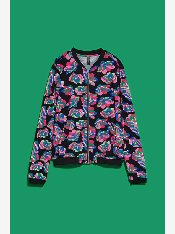 Moodo Bomber nero stampato da donna Moodo