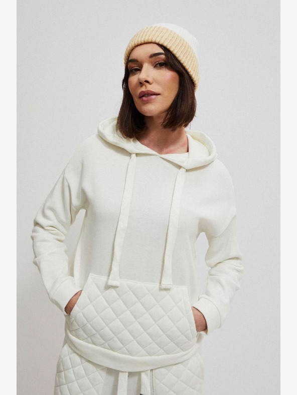 Moodo Felpa con cappuccio bianca da donna Moodo