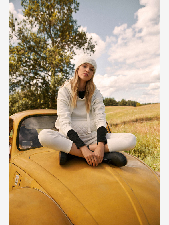 Moodo Felpa con cappuccio bianca da donna Moodo