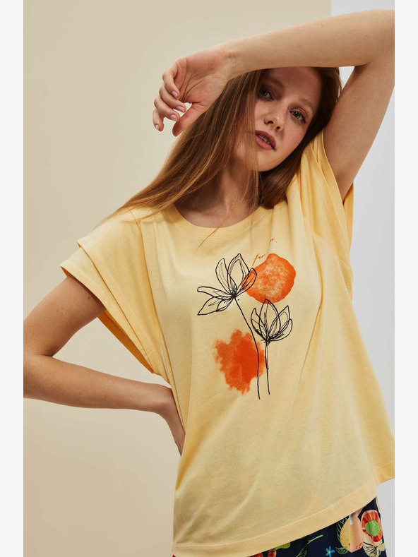 Moodo Camicia gialla stampata Moodo