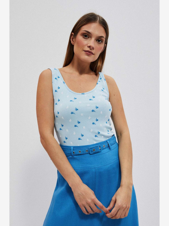 Moodo Canotta azzurra stampata Moodo