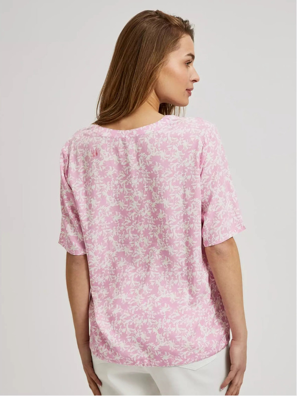 Moodo Camicetta rosa chiaro a fantasia con cravatta Moodo