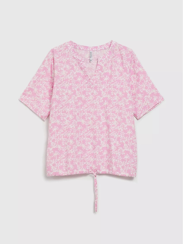 Moodo Camicetta rosa chiaro a fantasia con cravatta Moodo