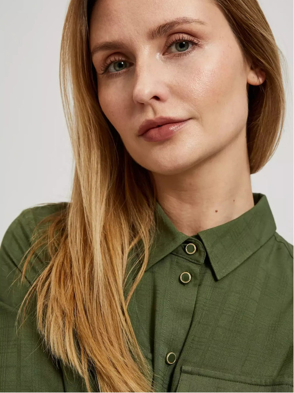 Moodo Camicetta kaki con tasche e maniche lunghe Moodo