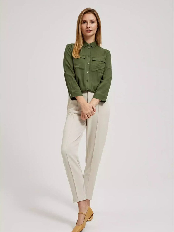 Moodo Camicetta kaki con tasche e maniche lunghe Moodo