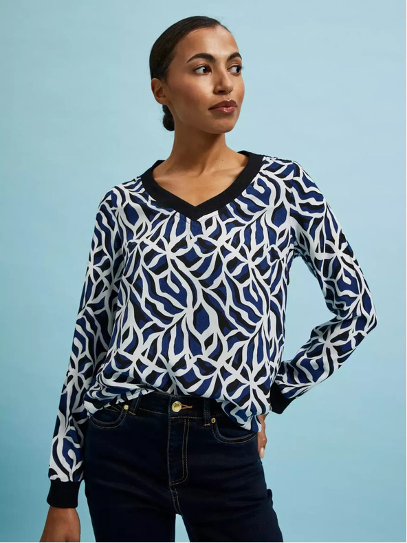 Moodo Moodo camicia geometrica con scollo a V