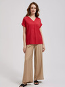 Moodo Maglietta rossa con scollo a V e maniche corte Moodo