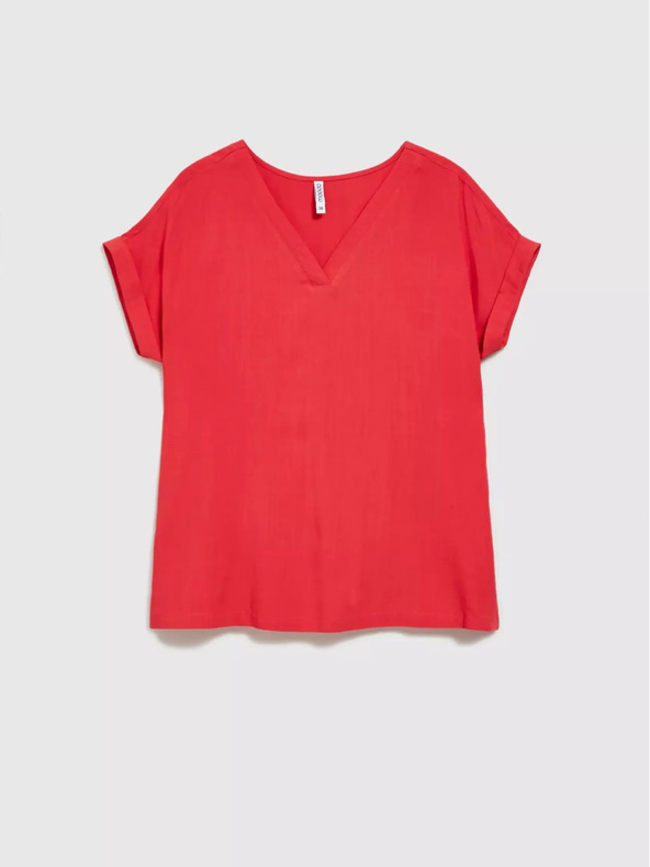 Moodo Maglietta rossa con scollo a V e maniche corte Moodo