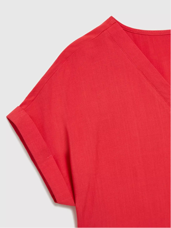 Moodo Maglietta rossa con scollo a V e maniche corte Moodo