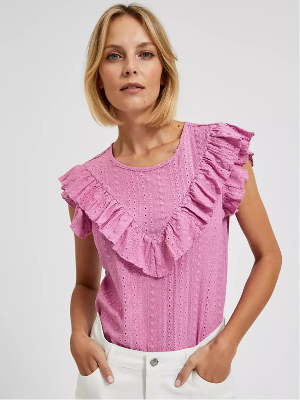 Moodo Camicetta rosa con volant Moodo