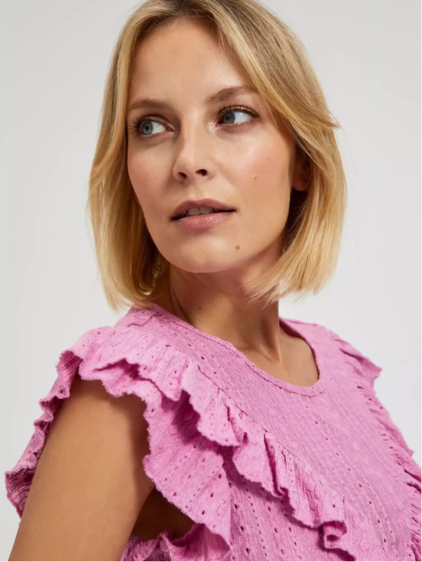 Moodo Camicetta rosa con volant Moodo