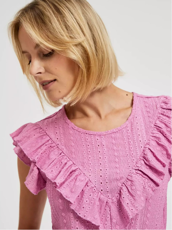 Moodo Camicetta rosa con volant Moodo