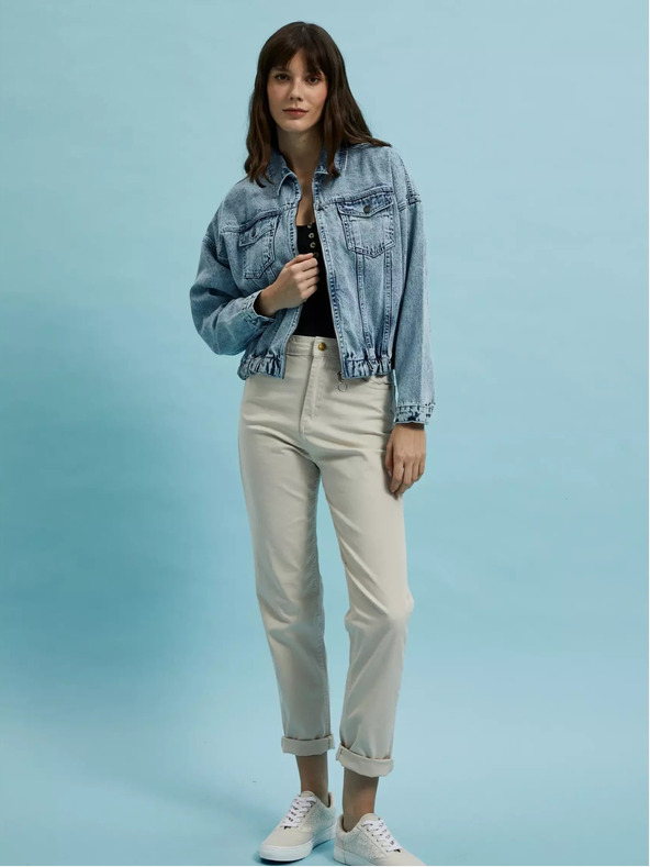 Moodo Giacca di jeans azzurra con cerniera Moodo