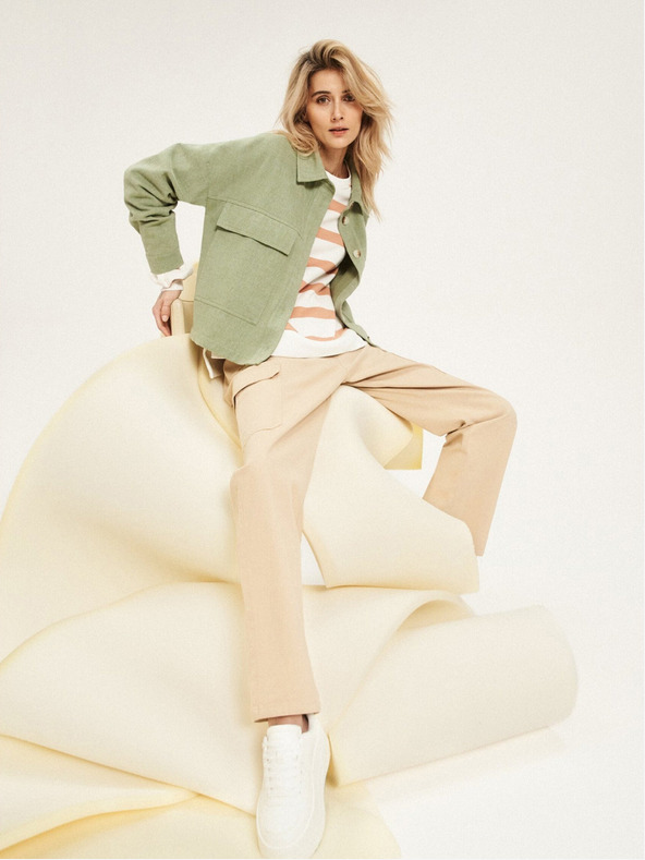 Moodo Giacca verde oliva con tasche e colletto Moodo