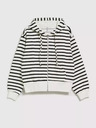 Moodo Felpa a righe sottili bianche e nere con cappuccio e cerniera Moodo
