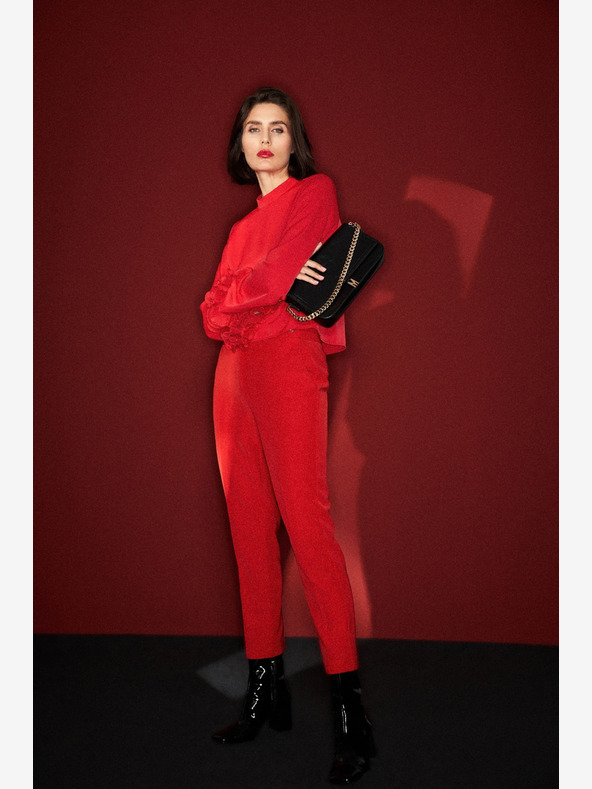 Moodo Pantaloni dritti rossi con cintura Moodo