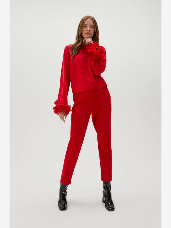 Moodo Pantaloni dritti rossi con cintura Moodo