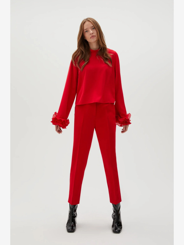 Moodo Pantaloni dritti rossi con cintura Moodo