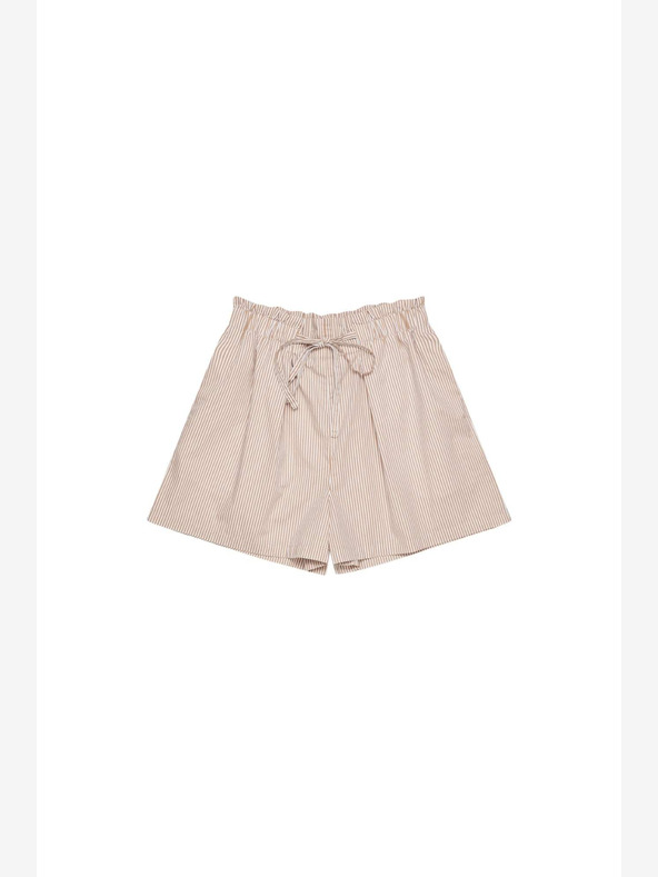 Moodo Pantaloncini a righe da donna bianchi e marroni Moodo