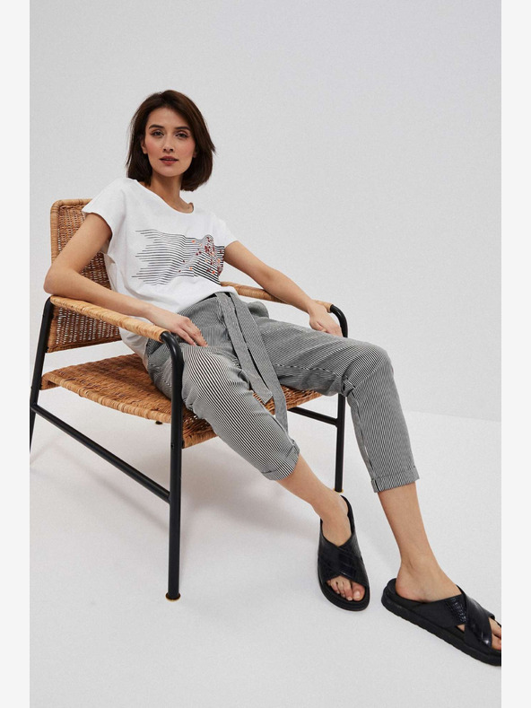 Moodo Pantaloni a righe bianchi e neri da donna Moodo