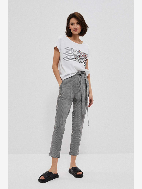 Moodo Pantaloni a righe bianchi e neri da donna Moodo