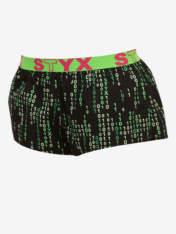 Styx Pantaloncini da donna fantasia verde e nera Styx